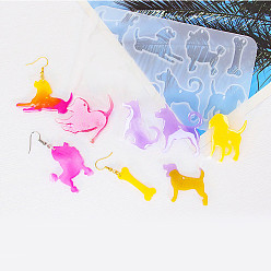 Собака Собака поделки кулон силуэт силиконовые формы, формы для литья смолы, для уф-смолы, изготовление изделий из эпоксидной смолы, 87x144x4 мм, отверстие : 1.8 мм, внутренний диаметр: 33~43x31~44 мм