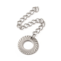 Нержавеющая Сталь Цвет Устойчивы к потускнению 304 удлинители цепи из нержавеющей стали, концевые цепи с 201 язычком кольцевой цепи из нержавеющей стали, цвет нержавеющей стали, 64 мм