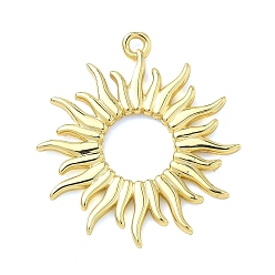 Настоящее золото 18K Латунные подвески, солнечные чары, без кадмия и без свинца, долговечный, стойки покрытие, реальный 18 k позолоченный, 27x24.5x2 мм, отверстие : 1.4 мм