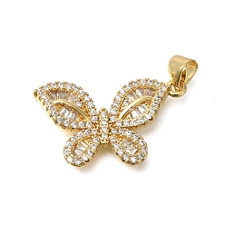 Разноцветный Стойка металлическая латунная микропрофилированная кубическая циркония подвески, долговечный, без свинца и без кадмия, реальный 18 k позолоченный, бабочки прелести, с целью перехода в кольце, красочный, 15x25x3.5 мм, отверстие : 3x4 мм