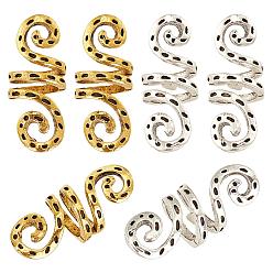 Античный Серебрянный & Античный Золотой Манжеты из сплава для волос с покрытием, Ужасная катушка, для укладки волос, корона, старинное серебро и античный золотой, 25x9.5x10 мм, внутренний диаметр: 7 мм, 2 цветов, 20 шт / цвет, 40 шт / коробка