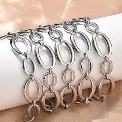 Нержавеющая Сталь Цвет 304 женские браслеты-цепочки со звеньями из нержавеющей стали, овальные, ионное покрытие (ip), долговечный, цвет нержавеющей стали, 8.66 дюйм (22 см)