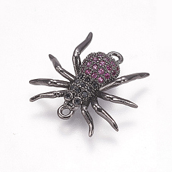 Черный Цвет Металла Латунные микро проложить кубических ссылки циркония, насекомые, красочный, металлический черный , 18x18.5x3.5 мм, отверстие : 1.5 мм