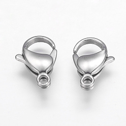 Stainless Steel Color 304 Stainless Steel Lobster Claw Clasps, Stainless Steel Color, 19x11.5x5mm, Hole: 2mm