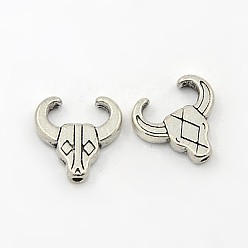 Античное Серебро Сплавочные овальные бусины тибетского стиля , крупный рогатый скот, античное серебро, без свинца, без кадмии и без никеля, 14x14x3 мм, отверстие : 2 мм