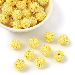 Желтый AB-цвет смолы горный хрусталь бисер, с акриловыми круглыми бусинами внутри, для жевательной резинки ювелирных изделий, желтые, 12x10 мм, отверстие : 2~2.5 мм