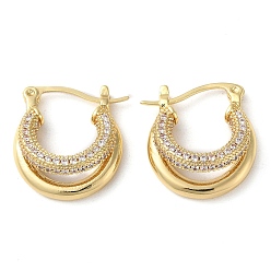 Настоящее золото 16K Серьги-кольца из латуни с микропаве из кубического циркония, сплит серьги, реальный 16 k позолоченный, 19.5x18x7.5 мм