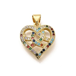 Настоящее золото 18K Стойка металлическая латунная микропрофилированная кубическая циркония подвески, долговечный, без свинца и без кадмия, сердце прелести, реальный 18 k позолоченный, 18x16.5x4 мм, отверстие : 5x3 мм