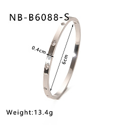 Нержавеющая Сталь Цвет 304 браслеты из нержавеющей стали с паве из кубического циркония, шарнирные браслеты для женщин, клевер, цвет нержавеющей стали, внутренний диаметр: 2-3/8 дюйм (6 см)