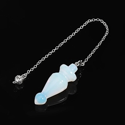 Opalite Opalite Dowsing Pendulum Big Pendants, Undyed, with Platinum Plated Brass Findings, Cone Charm, 235mm