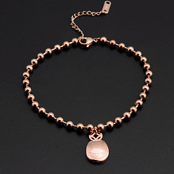 Flat Браслеты из нержавеющей стали с подвесками, украшения для женщин, золотые, плоский, 7-7/8 дюйм (200 мм)