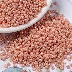 (RR596) Opaque Tea Rose Luster MIYUKI Round Rocailles Beads, Japanese Seed Beads, (RR596) Opaque Tea Rose Luster, 8/0, 3mm, Hole: 1mm, about 422~455pcs/bottle, 10g/bottle