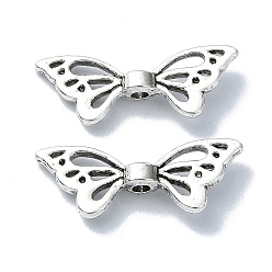 Античное Серебро Сплавочные овальные бусины тибетского стиля , бантом, античное серебро, 8x22x4 мм, отверстие : 1.8 мм, Около 617 шт / 500 г