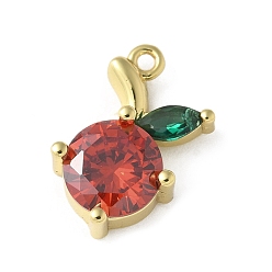 Real 14K Gold Filled Латунные микро проложить кубического циркония подвески, фруктовые прелести, стойки покрытие, долговечный, real 14 k золото заполнено, 16x13x6 мм, отверстие : 1.2 мм