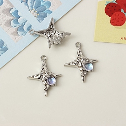 Звезда Подвески из платинового сплава с микропаве из кубических цирконий, аксессуары для браслетов своими руками, звезда, 25x14 мм