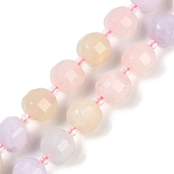 Морганит Природные морганит нитей бисера, граненые настольные бусины в форме куба, с бисером, 8.5~9x9~9.5x9~9.5 мм, отверстие : 1 мм, около 36~38 шт / нитка, 15.35~15.55'' (39~39.5 см)