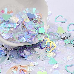 (52) Непрозрачная лаванда Аксессуары для орнаментов, блестки из пвх/бусины с пайетками, золотой блеск, разнообразные, сердце/звезда/цветок, разноцветные, 4~14x4~12x0.3~0.8 мм, отверстие : 0.8 мм