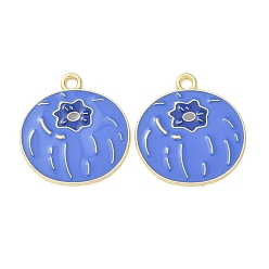 Blueberry Alloy Enamel Pendants, Fruits Charms, Golden, Blueberry Charms, 25.5x24x1.5mm, Hole: 2.5mm