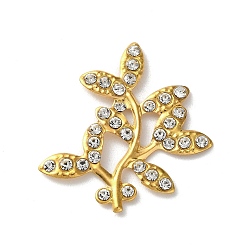 Light Gold Железа кабошонов, с кристально горный хрусталь, листовая ветка, золотой свет, 32x30x2 мм