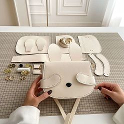 Белый Наборы для изготовления женских сумок через плечо из искусственной кожи кролика своими руками, комплект сумок на плечо для начинающих, белые, 20x15x7 см