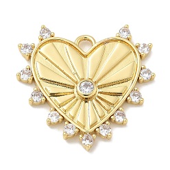 Настоящее золото 18K Стойка металлическая латунная микропрофилированная кубическая циркония подвески, долговечный, без свинца и без кадмия, сердце прелести, реальный 18 k позолоченный, 22x23x2.8 мм, отверстие : 2.2 мм