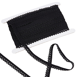 Черный Эластичная лента из полиэстера, плоский, чёрные, 13 мм