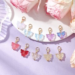 (52) Непрозрачная лаванда Подвесные украшения в виде бабочки из прозрачного стекла, Сплав с застежками когтя омара, разноцветные, 24 мм