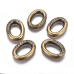 Antique Bronze CCB Plastic Carved Linking Rings, Oval, Antique Bronze, 29x22x5.5mm