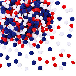 Mixed Color 450Pcs 3 Colors Independence Day DIY Doll Craft Pom Pom Yarn Pom Pom Balls, Mixed Color, 15mm, 150pcs/color