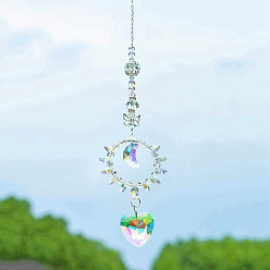 Cœur Cristal suncatcher, avec les accessoires en métal, Pour la maison, décoration de jardin, cœur, 290x55mm