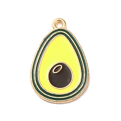 Avocado Подвески из эмали и сплава, золотой свет, фрукты, авокадо, 23x15x1 мм, отверстие : 1.6 мм