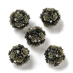 Темный Хаки Акриловые бусины ручной работы из полимерной глины со стразами, цветочные светящиеся бусины, светится в темноте, Темный хаки, 20 мм, отверстие : 1.8 мм