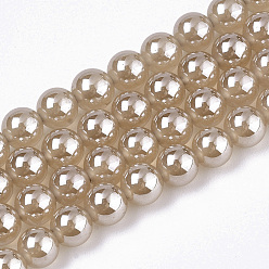 Бланшированный Миндаль Природные крашеные шарики агата стренг, бисера имитации жемчуга, круглые, бланшированный миндаль, 6 мм, отверстие : 1 мм, около 62~64 шт / нитка, 14.57 дюйм ~ 15.04 дюйм (37 см ~ 38.2 см)