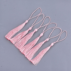 Pink Полиэстер кисточка большие подвесные украшения, розовые, 80~90x6~7 мм