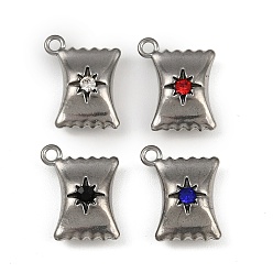 (52) Непрозрачная лаванда 304 прелести нержавеющей стали, со стразами, конфетное очарование, разноцветные, 14.5x11.5x5.5 мм, отверстие : 1.6 мм