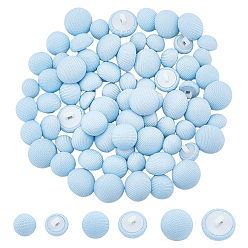Светло-Голубой 72 шт. 3 стили 1 пуговицы с алюминиевой ножкой и отверстием для ткани, с пластиковым, полукруглый, Небесно-голубой, 10~14.5x8.5~11 мм, отверстие : 2~3x2~3 мм, 24 шт / стиль