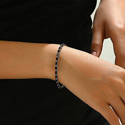 Черный Элегантные латунные браслеты-цепочки с кубическим цирконием для ежедневного ношения женщинами, платина, чёрные, внутренний диаметр: 2-3/8~2-3/4 дюйм (6~7 см)