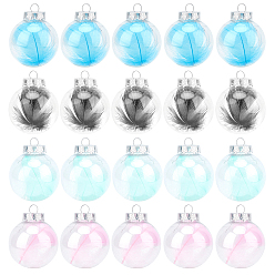 (52) Непрозрачная лаванда Пластиковый шар орнамент украшение, с пером внутри, разноцветные, 75x60 мм, отверстие: 8.5 мм, 4 цвета, 5 шт / цвет, 20 шт / комплект