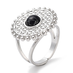 Синтетическая Бирюза 304 кольцо из нержавеющей стали, регулируемые синтетические бирюзовые кольца, солнце, 20 мм, внутренний диаметр: регулируемый