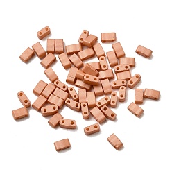 Фора 2 Отверстие для выпечки краски стеклянные бусины, прямоугольные, оранжевые, 5x2.5x2 мм, отверстие : 0.8 мм