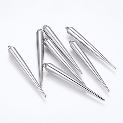 Platinum CCB Plastic Pendants, Cone, Platinum, 51.5x6mm, Hole: 2mm