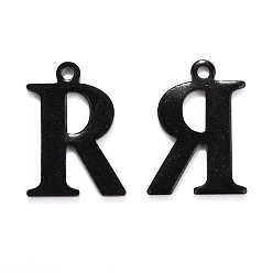 Letter R 304 прелести нержавеющей стали алфавит, ионное покрытие (ip), электрофорез черный, буква r, 12x9x1 мм, отверстие : 1 мм