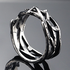 Нержавеющая Сталь Цвет 304 палец кольца из нержавеющей стали, старинная ветка терновый венец, цвет нержавеющей стали, размер США 8 (18.1 мм)