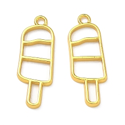 Золотой Подвесные подвески из сплава, для diy уф смолы, эпоксидная смола, Прессованные цветочные украшения, долговечный, мороженое прелести, золотые, 34x12x2 мм, отверстие : 2.3 мм