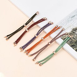 Mixed Color Adjustable Nylon Cord Slider Bracelet Making, with Brass Findings, Long-Lasting Plated, Real Rose Gold Plated, Mixed Color, 8-5/8 inch(22cm), 2~3.5mm, Hole: 1.5mm