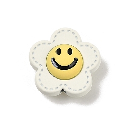 Белый Окрашенного распылением сплава бисер, цветок, без свинца, без никеля и без кадмия, белые, 15.5x16x8 мм, отверстие : 1.4 мм