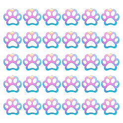 Rainbow Color 30шт ионное покрытие (IP) 201 подвески для домашних животных из нержавеющей стали, гравированные металлические украшения, след кошки, Радуга цветов, 26x26.5x0.3 мм, отверстие : 1.8 мм