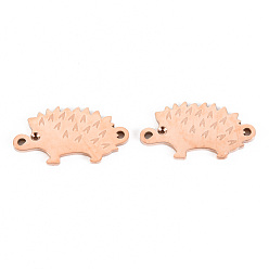 Rose Gold 304 Stainless Steel Link Connector Rhinestone Settings, Laser Cut, Hedgehog, Rose Gold, Fit for 1mm Rhinestone, 16.5x9x1mm, Hole: 0.9mm