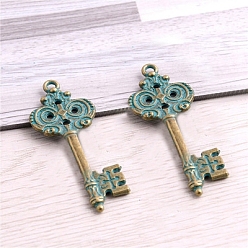 Antique Bronze Alloy Big Pendants Accessories, DIY for Jewelry Making, Retro Key, Cadmium Free & Lead Free, Antique Bronze, 51x19.5mm, Hole: 2.2mm