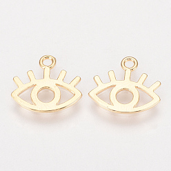 Настоящее золото 18K Латунь прелести, без никеля , реальный 18 k позолоченный, глаз, золотые, 11.5x13x1 мм, отверстие : 1 мм